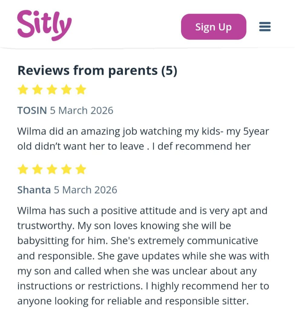 babysitter references from parents